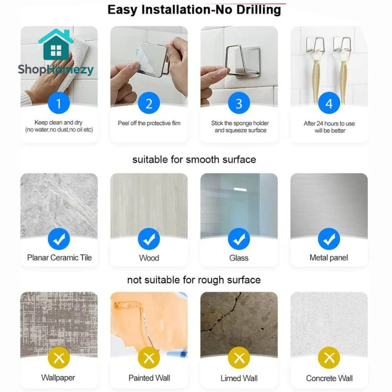 Support mural inox 304™– Rangez vos éponges et gardez un évier impeccable.